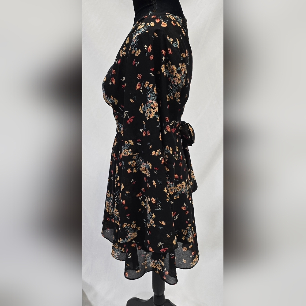 Free People women XS lilou floral‎ v-neck long sleeve bell sleeves dress whimsy - Picture 7 of 8